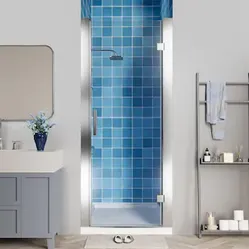 Chrome 28-in to 30-in W x 72-in H Frameless Clear Glass Pivot Hinged Swing Shower Door