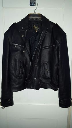 Leather Jacket With Skull and Cross Bone Buttons