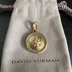 David Yurman 18K Yellow Gold Maritime Compass Pendant w/ Diamond – Retail $3,250 – Like New + Pouch