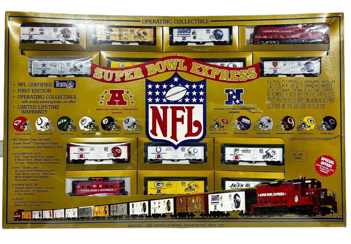 Mantua Super Bowl Express Ready to Run Train Set NFL Certified First Edition New