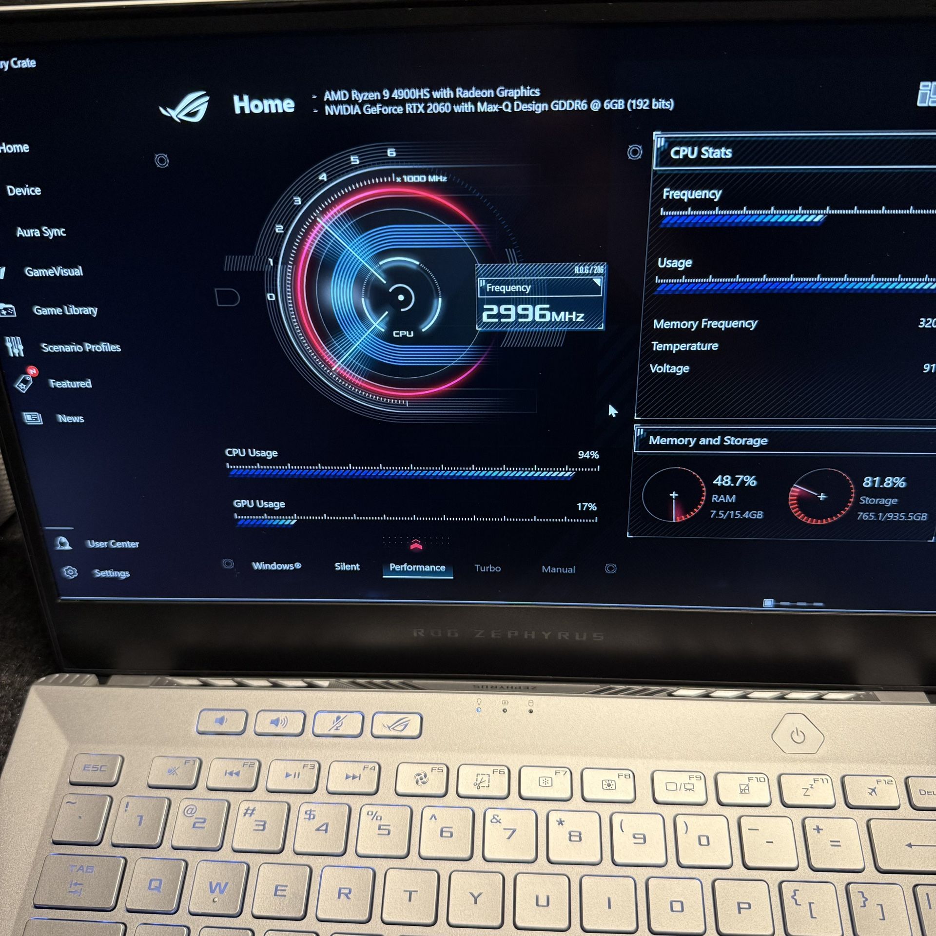 ASUS ROG Zephyrus G14 14 Gaming Laptop AMD Ryzen 16GB Memory