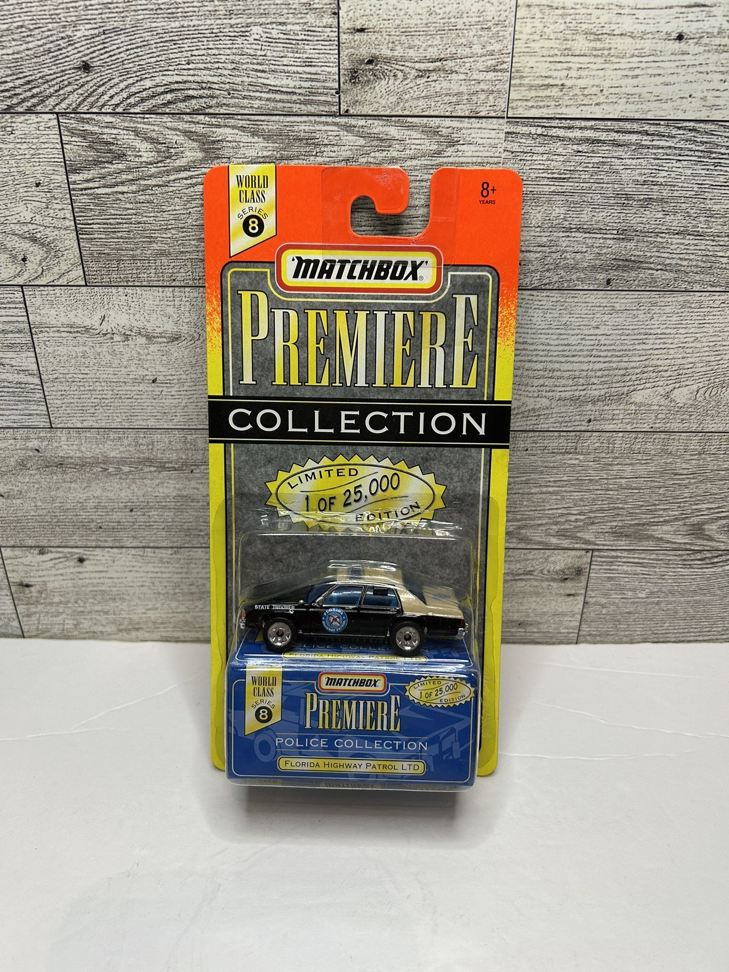 Vintage Matchbox World Class Series Black ‘1996 Florida Highway Patrol LTD Police Car / Premium Collection •Die Cast Metal • Made in Made in Thailand