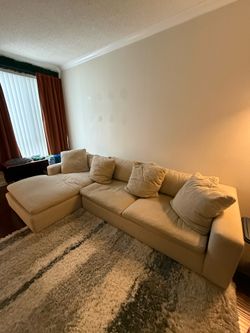 Large Beige Fabric Sectional - Very Comfy