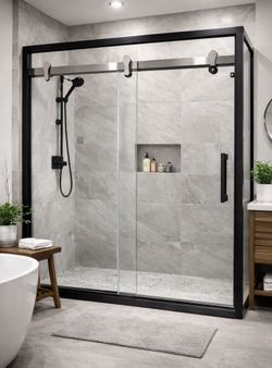 Brand New 60” x 76” Sliding Glass Shower Doors – Smooth Glide – CHEAP