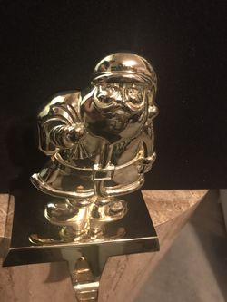 Brass Santa Christmas Stocking Holder