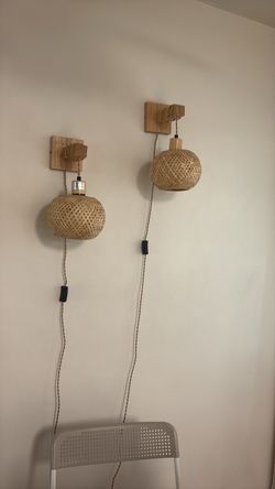 2 Rattan wall lamp