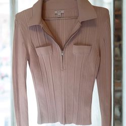 💗 REISS Ribbed Zip-Up Knit Top 💗