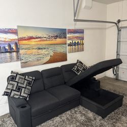 * Like New * Way Fair 2pc Modular Charcoal Gray Sectional Sofa ( Free Delivery )