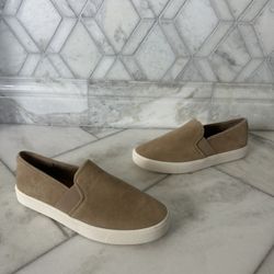 Size 7 Vince Blair Tan Suede Slip-on Sneakers