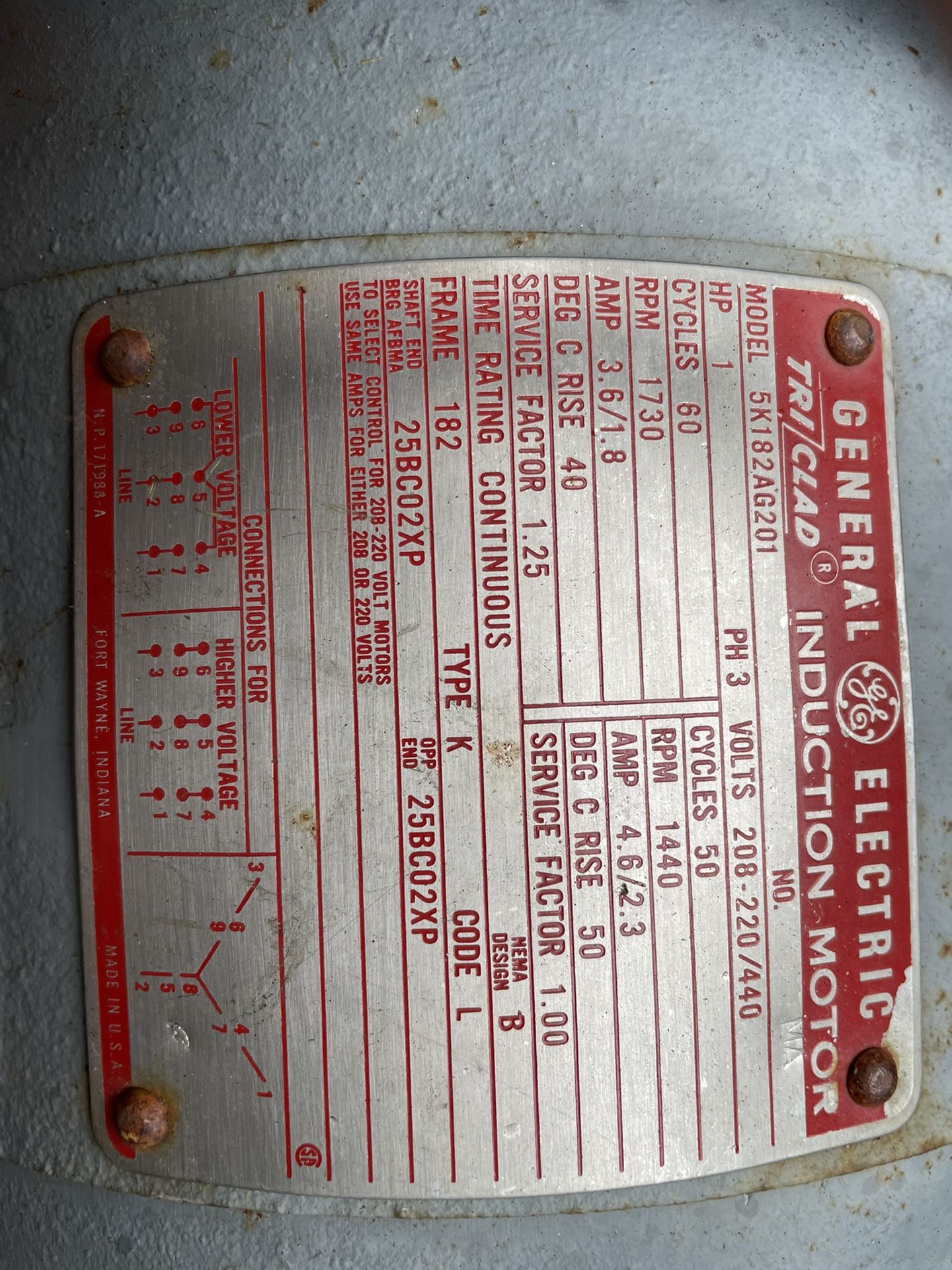 One horse three phase electric motor