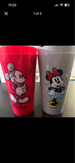 Disney Mickey & Minnie Mouse Plastic Cups Set of 2