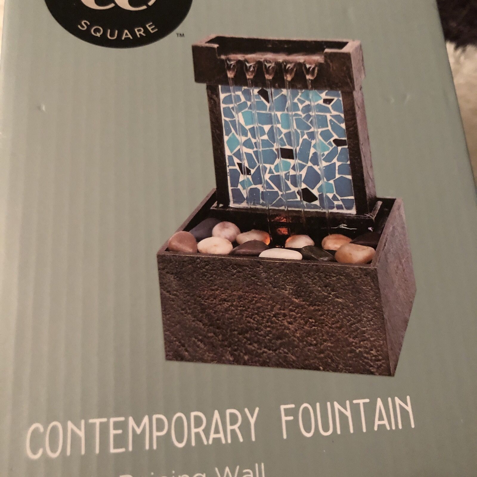 Wayland Square Contemporary Water Fountain Mosaic Raining Wall 5” New