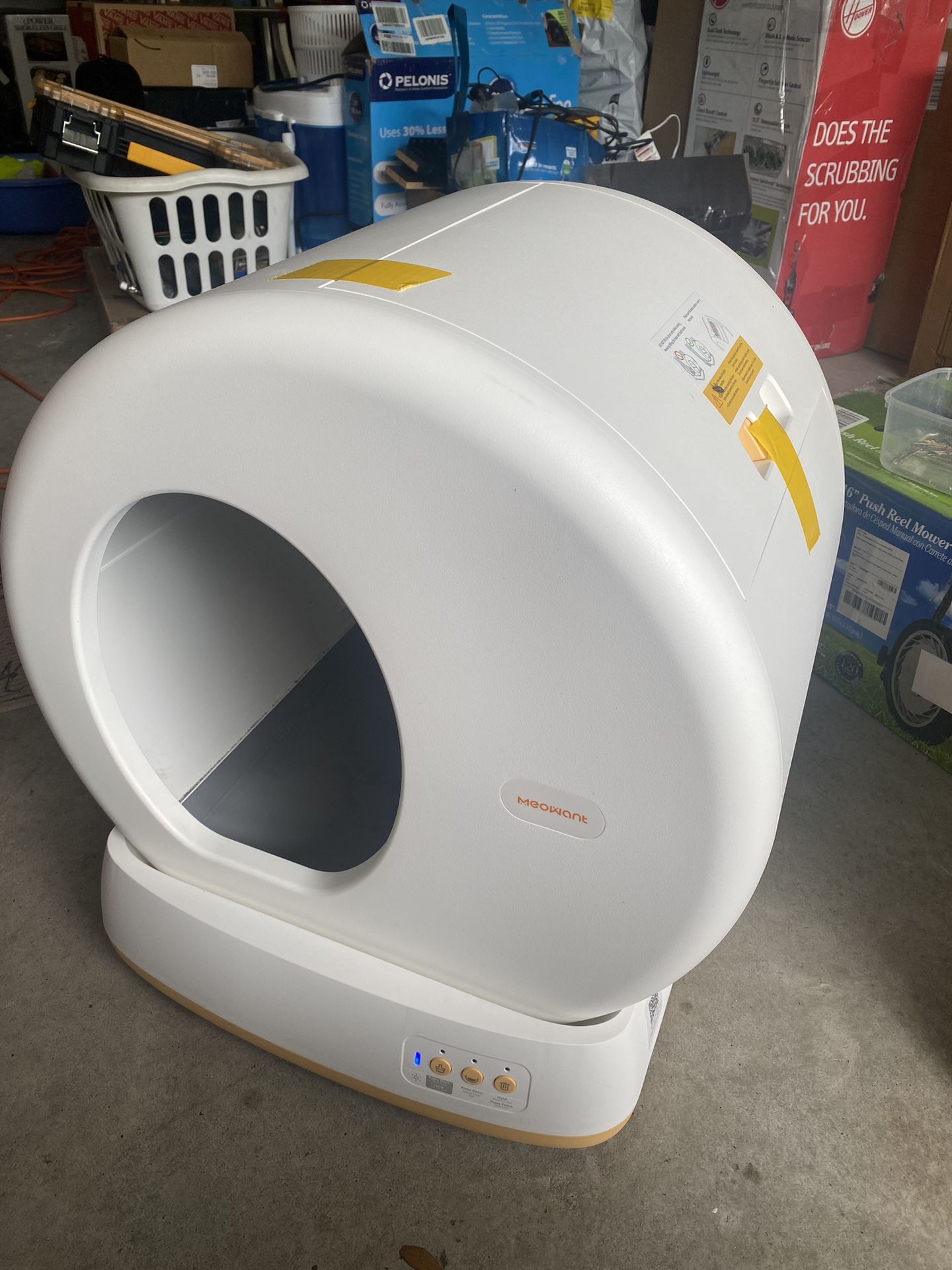 MeoWant Self-Cleaning Cat Litter Box-Yellow, Advanced Safety System Automatic Cat Litter Box Perfect for Multi Cats, Extra Large/Odor Isolation/APP Co