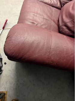 Red leather lazy boy couch