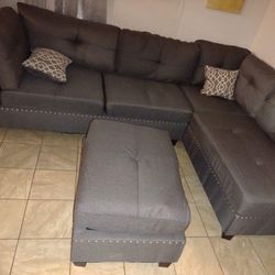 3pcs Sectional Sofa w/ottoman 