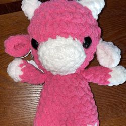 Crochet cow plush,pink baby cow friend plush, plush friend