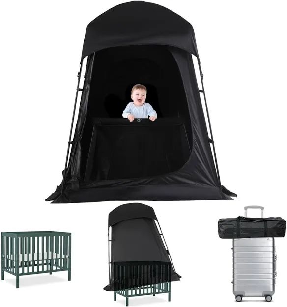 Yolove Crib Blackout Tent for Pack N Play – Baby Sleep Pod, Travel Crib Canopy, Breathable Cover
