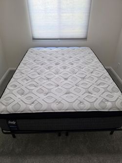 Queen Mattress, Folding Metal Bed Frame, And 1 Set Of Sheets