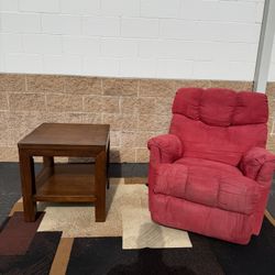 Recliner and table