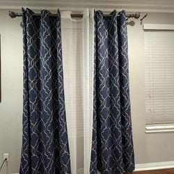 blue and white curtains
