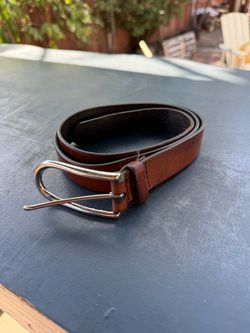 Mens Banana Republic Brown Leather Dress Belt Size M Silver Buckle 38in.