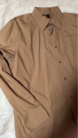 Men's Tan Long Sleeve Button-Down Shirt