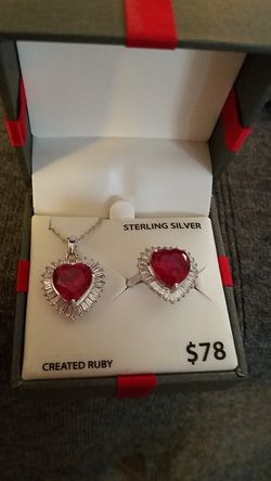 Sterling silver set with ruby