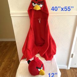 Angry Birds Hooded Kids Plush Blanket And Plushie 