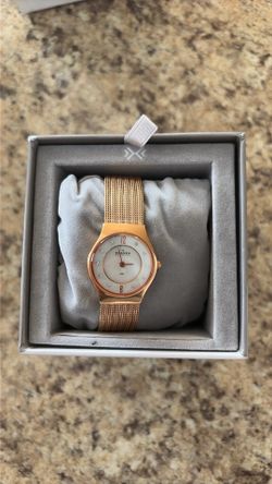 Skagen 233XSRR Slimline Mother of Pearl Dial Rose Gold Stainless Women's Watch