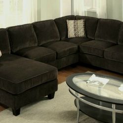 Brown Cordouroy Sectional