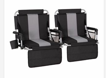 Two black stadium chairs