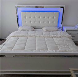 White lighted full size bed