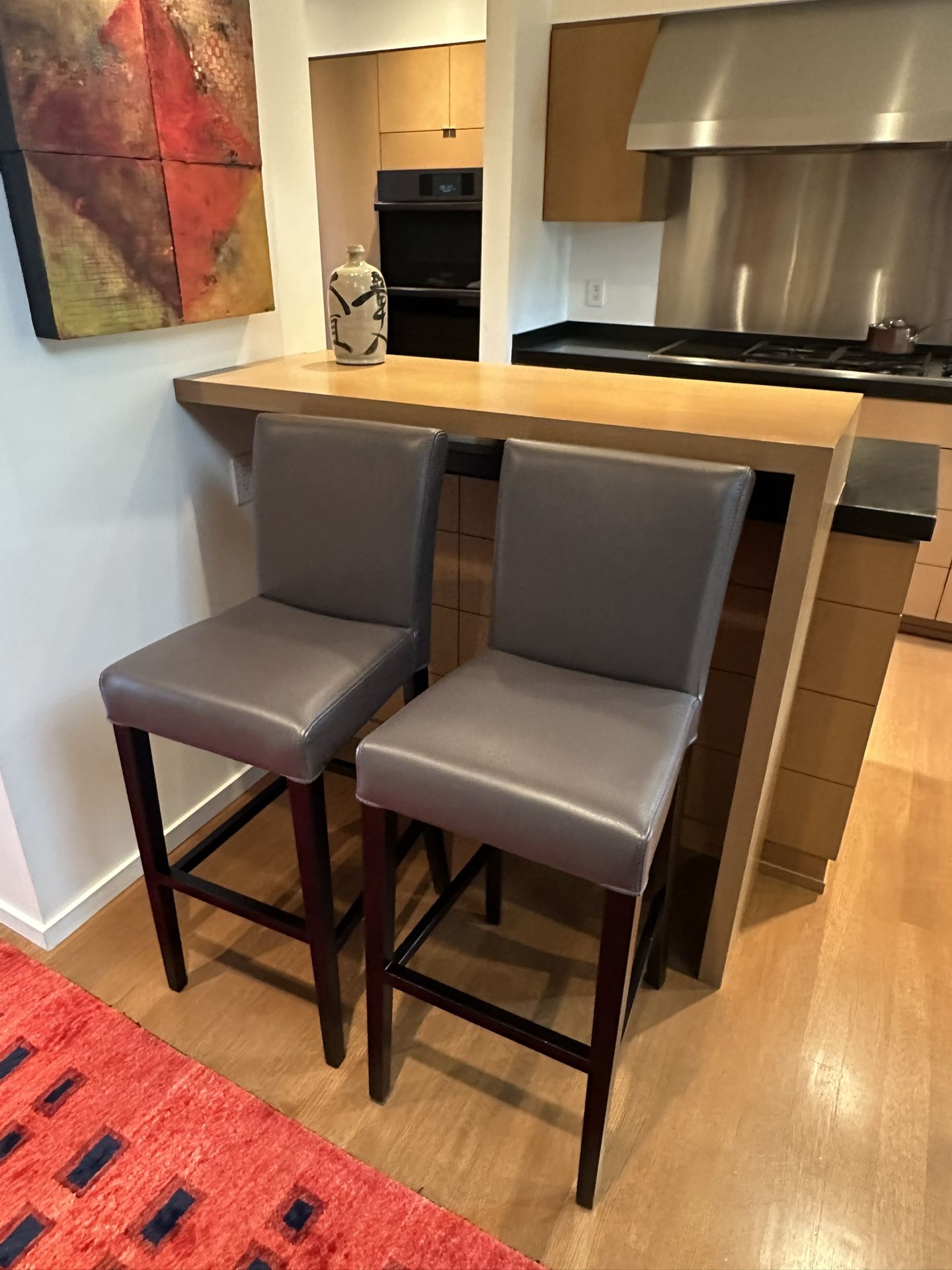 2 Leather Bar Stools