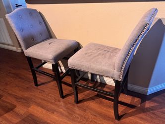 Set of 3 Gray Upholstered Counter Stools – $90