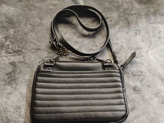 Black Leather Crossbody Bag with Chain Strap