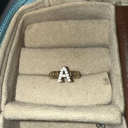 Initial Letter A Ring 14 K