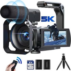 5K Video Camera Camcorder, 56MP WiFi IR Night Vision Video Recorder for Vlogging YouTube, 16x Digital Zoom 3” Touch Screen Podcast Camera with 2 Batte