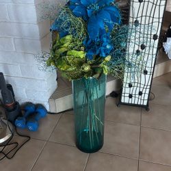 Beautiful Holiday Tall Glass Case With Flowers