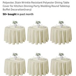 Tablecloth 6 Pack 120inch Round Table Cloth Polyester,