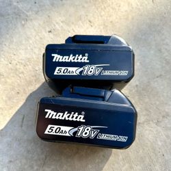 Two Makita LXT 18v 5.0 Batteries