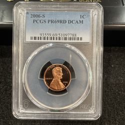 2006 S Gem Proof Lincoln Penny Graded At PR69RD Deep Cameo 2-6