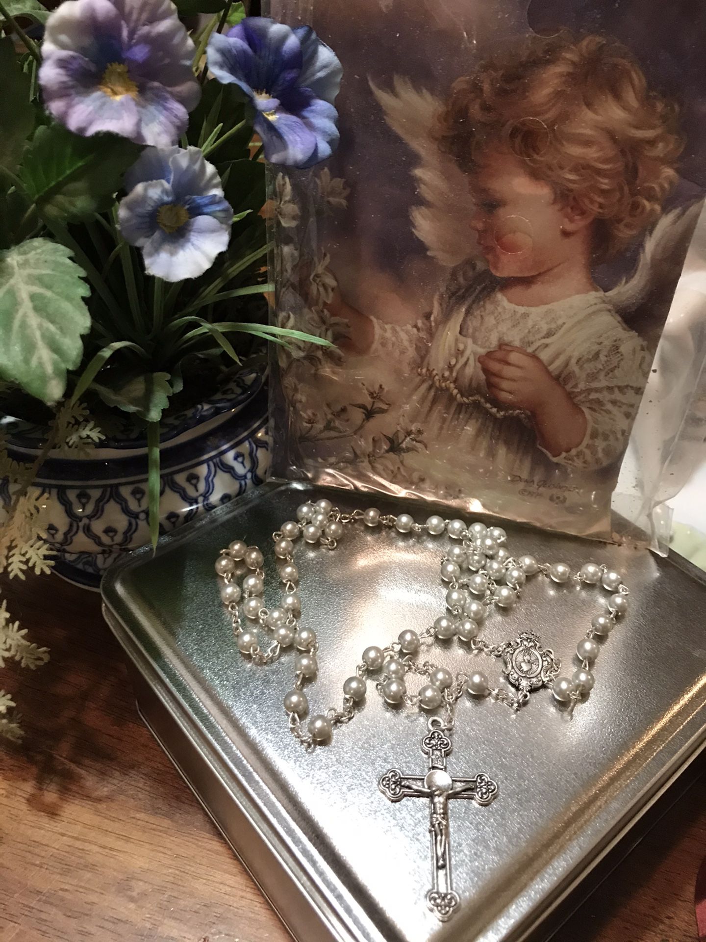 Gorgeous! Silver Rosary with pearls