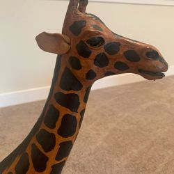 Wood giraffe 26.5 "tall  Made out of wood & leather! Must Go!