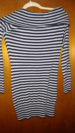 Grey and black stripped sweater dress