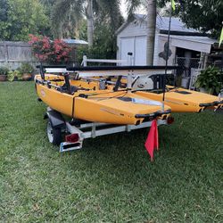 2 Hobie Pro Angler 14’s With Trailer