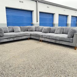 Big grey sectional sofa, 121” x 154”