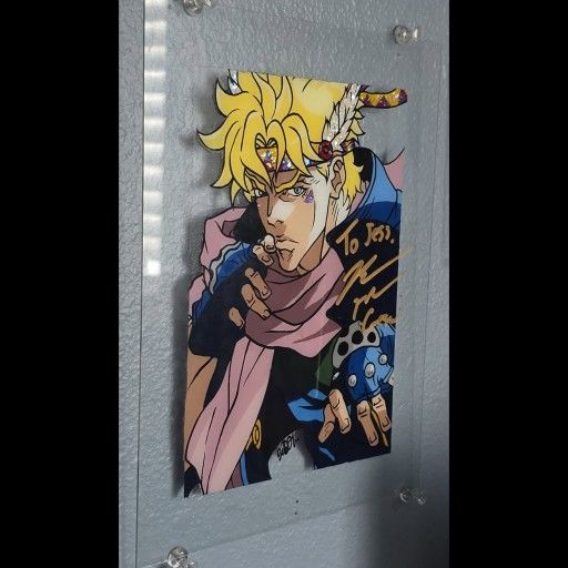 Autographed Caesar Zeppeli Glass Painting