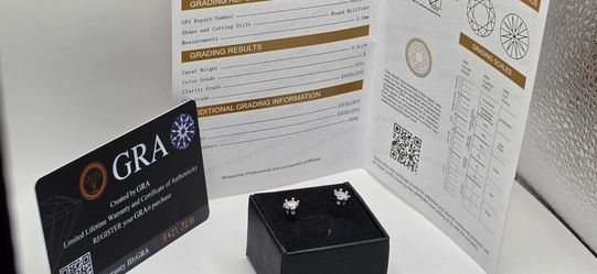VVS1 earings. GRA Certified. PASSES DIAMOND TEST