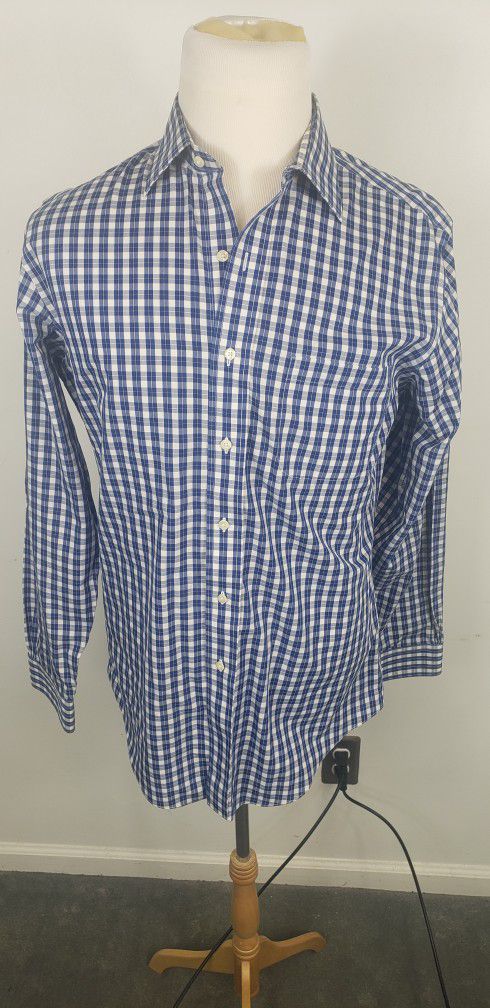 Brooks Brothers 346 Mens Sz 15.5-4-5 Dress Shirt Pocket Blue Pin Stripe 