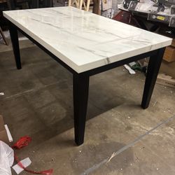 New Faux White Marble Tabletop Rectangular Dining Table
